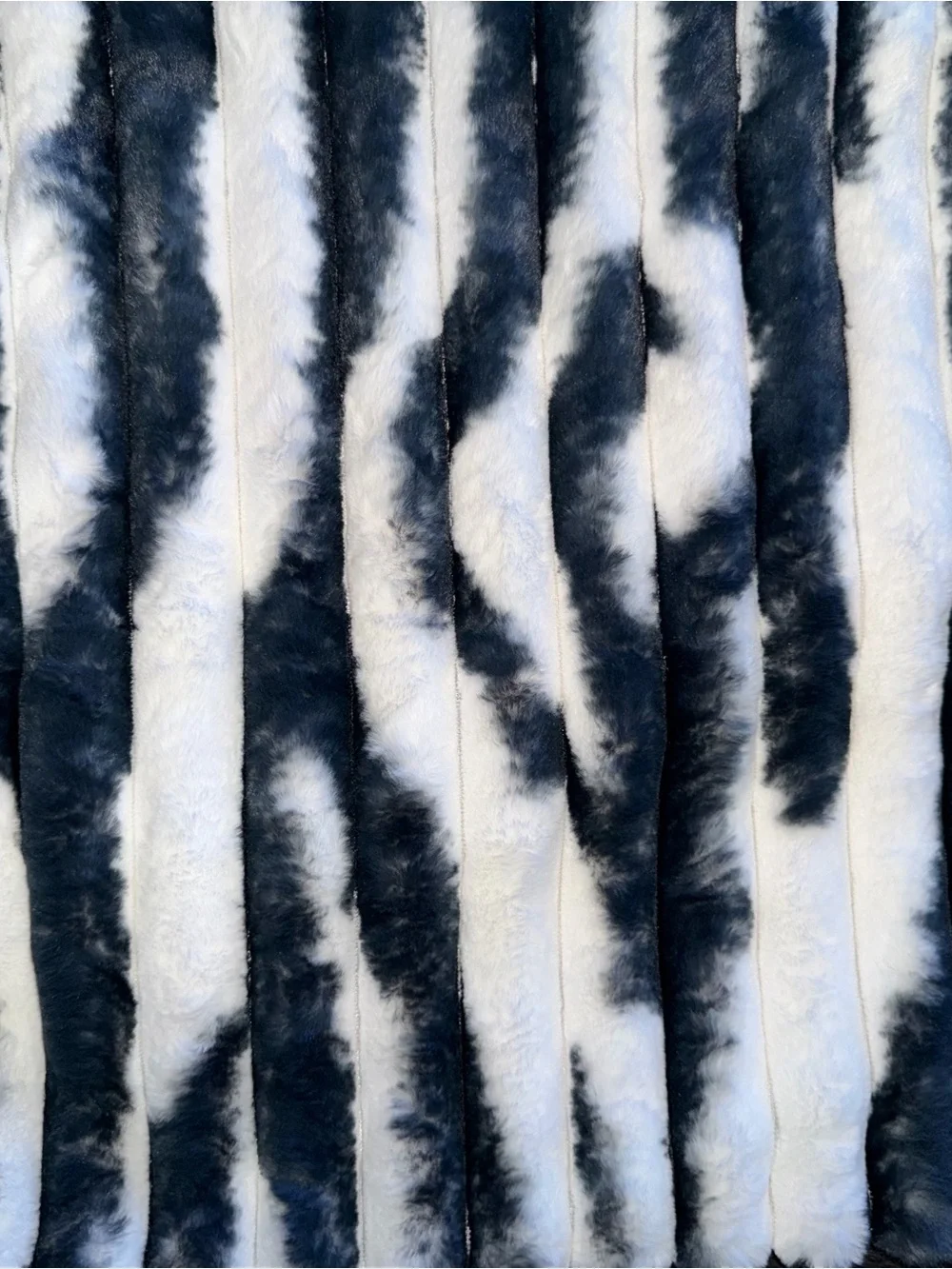 Plush Striped Accent Pillow Covers - White and Dark Blue